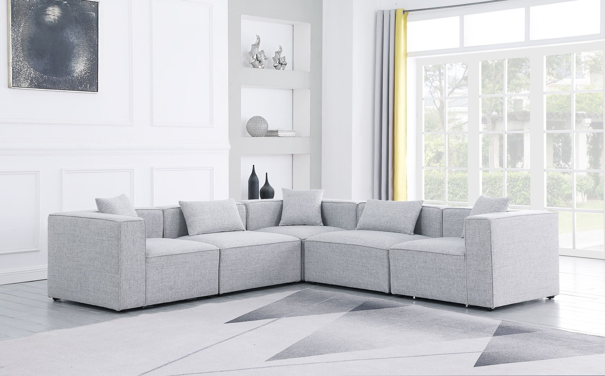 Cube - Linen 5 Piece Modular Corner Sectional - Urban Living Furniture (Los Angeles, CA)