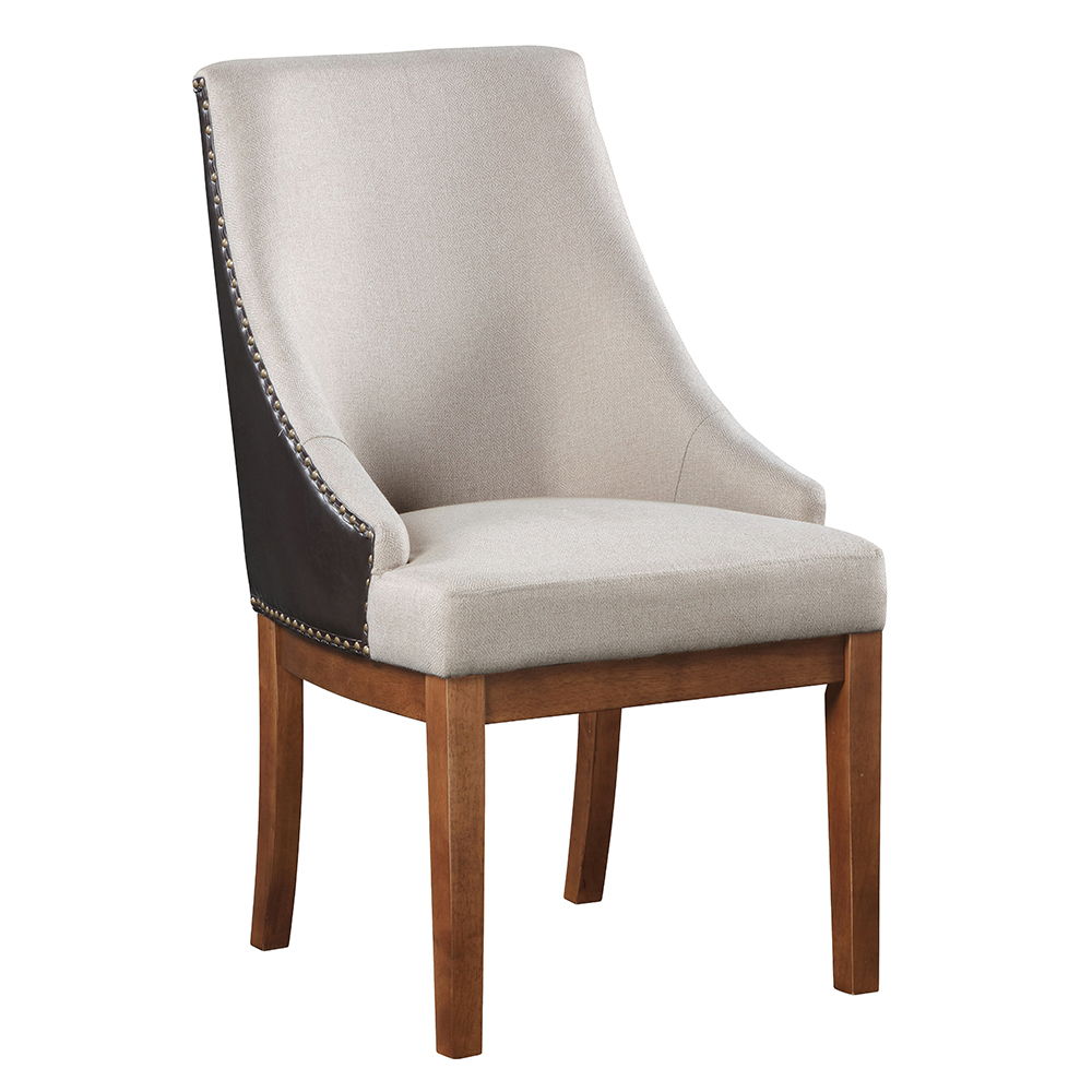 Gilsea - Fabric & Synthetic Leather Side Chair (Set of 2) - Beige & Brown Finish - Urban Living Furniture (Los Angeles, CA)