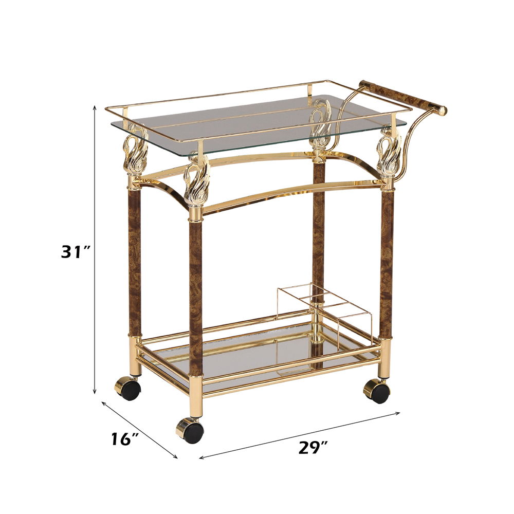 Helmut - Serving Cart - Clear Glass & Gold Plated - Urban Living Furniture (Los Angeles, CA)