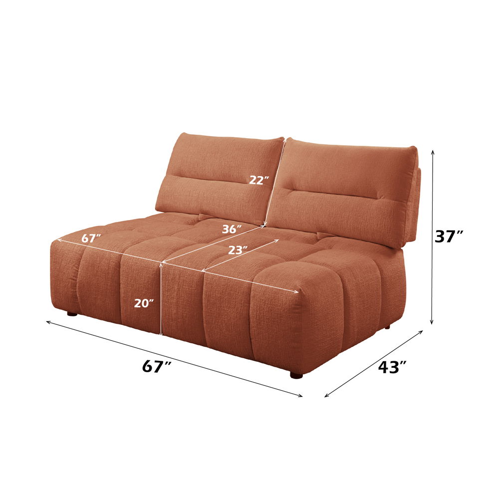 Loanna - Modular - Loveseat - Coral Red Linen - Urban Living Furniture (Los Angeles, CA)