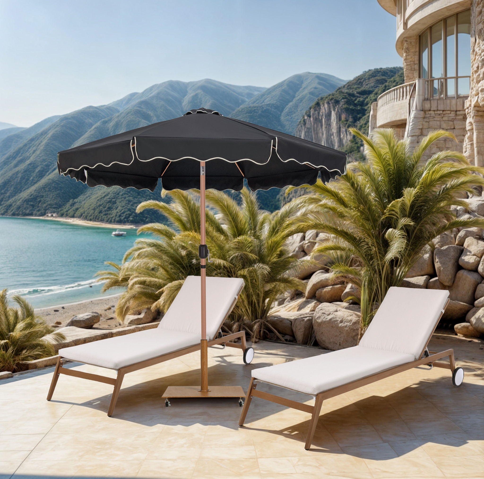 Amalfi - Aluminum Patio Umbrella - Light Brown Base / Light Brown Pole - Urban Living Furniture (Los Angeles, CA)