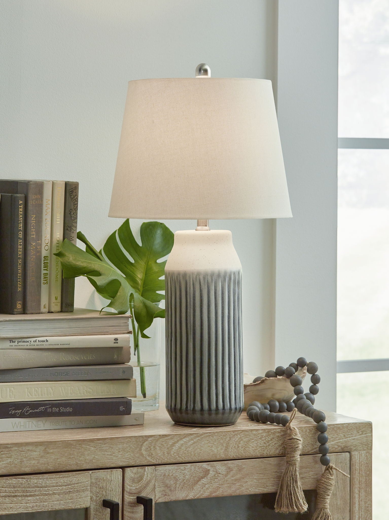 Afener - Blue / Beige - Ceramic Table Lamp (Set of 2) - Urban Living Furniture (Los Angeles, CA)