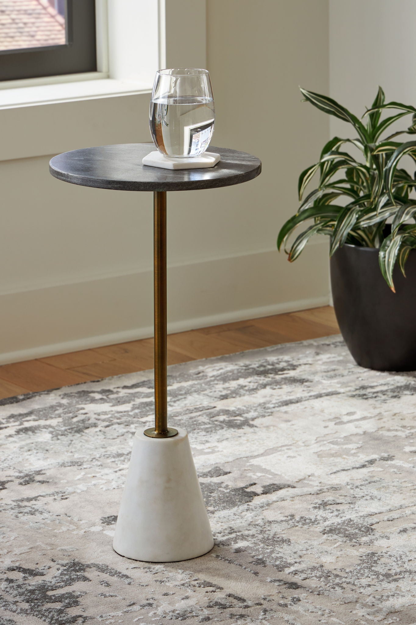 Caramont - Black / White / Gold Finish - Accent Table with White Base - Urban Living Furniture (Los Angeles, CA)