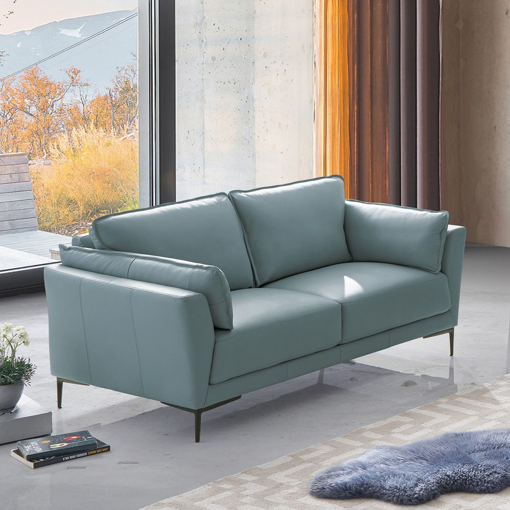 Mesut - Loveseat - Sage Green Top Grain Leather & Black - Urban Living Furniture (Los Angeles, CA)