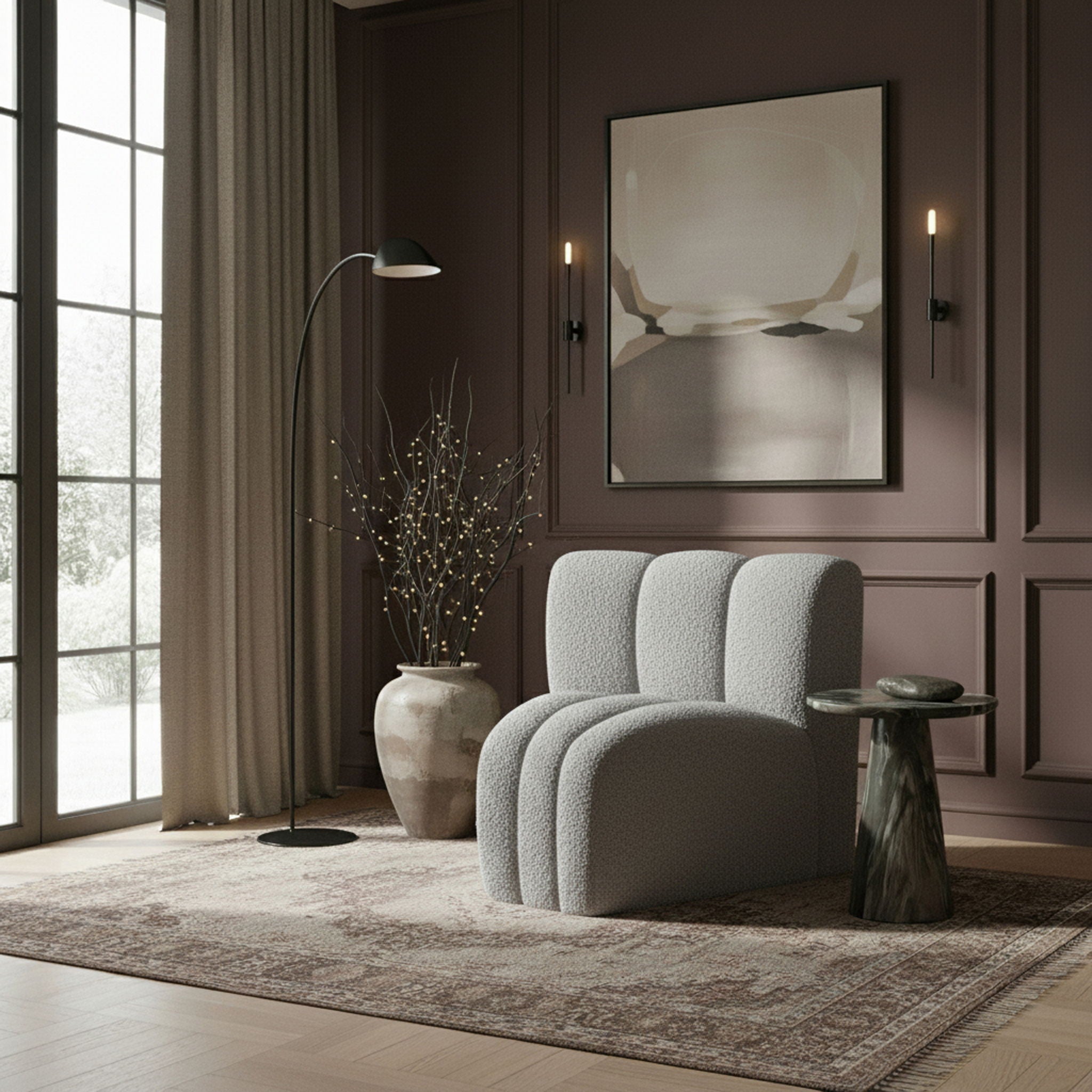 Arc - Boucle Fabric Curved Corner Chair - Urban Living Furniture (Los Angeles, CA)