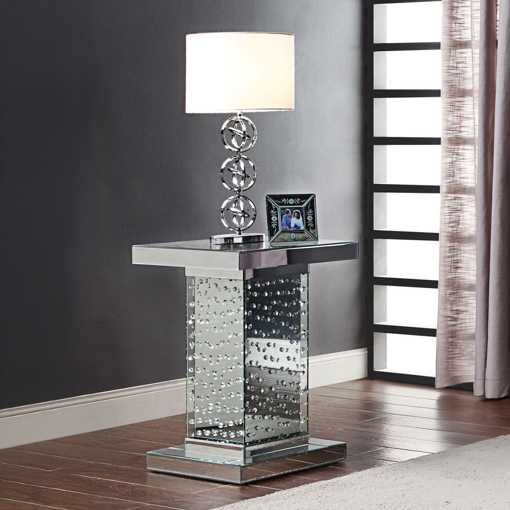 Nysa - 26" End Table - Mirrored & Faux Crystals - Urban Living Furniture (Los Angeles, CA)