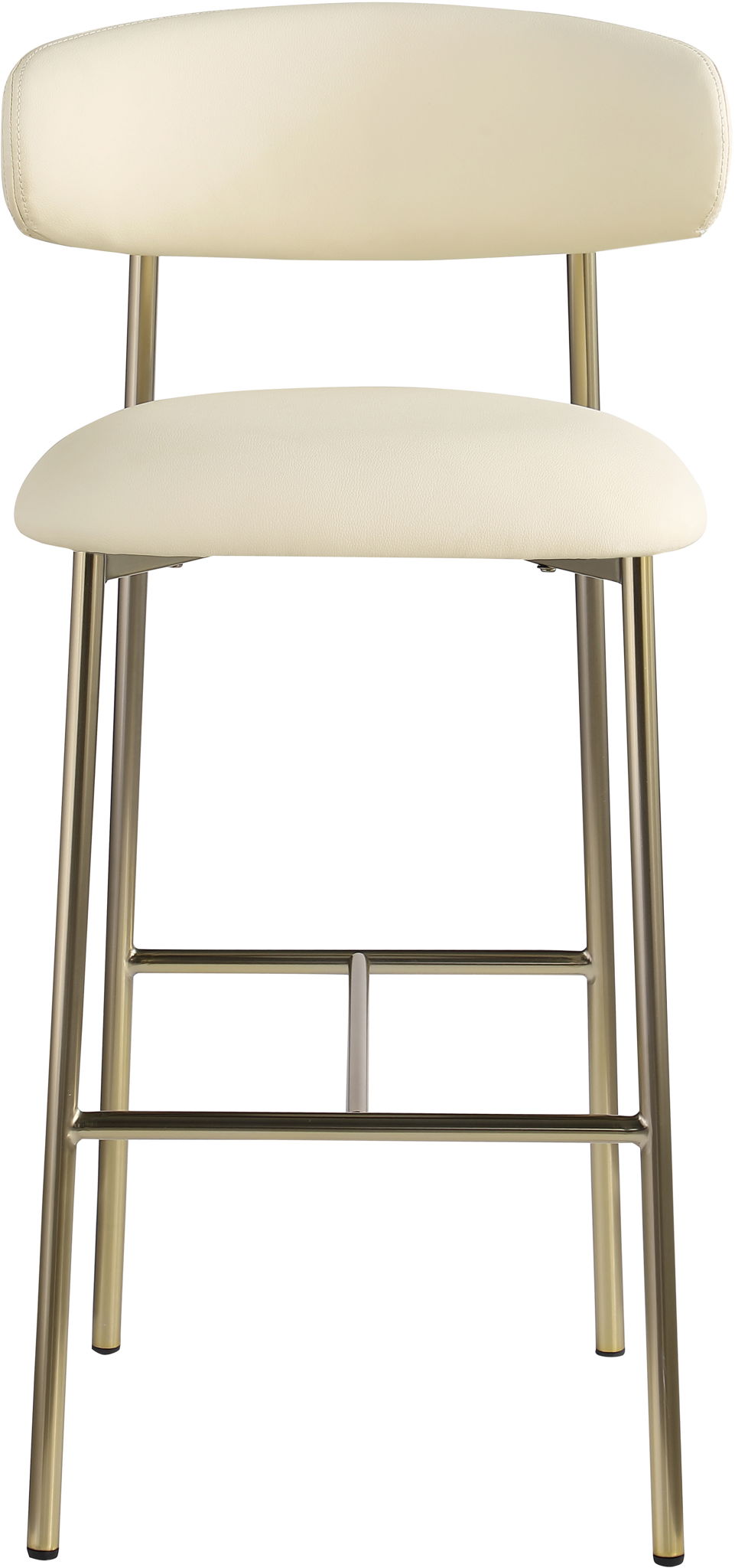 Lupita - Vegan Leather Upholstered Bar Stool (Set of 2) - Cream / Brushed Gold