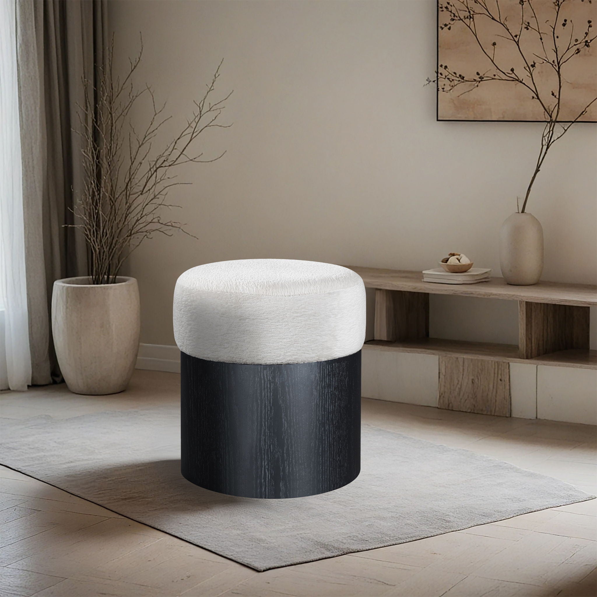 Nimes - Ottoman / Stool With Black Base - Urban Living Furniture (Los Angeles, CA)