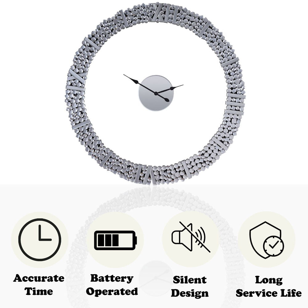 Kachina - 39" Wall Clock - Mirrored & Faux Gems - Urban Living Furniture (Los Angeles, CA)