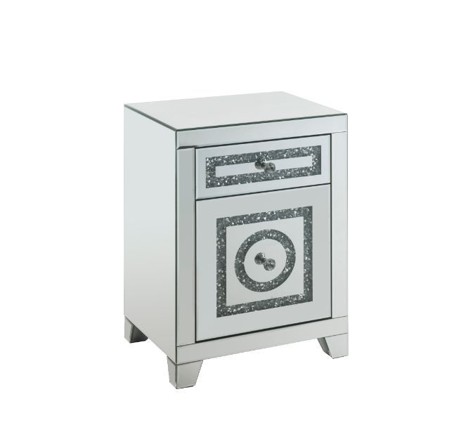 Noralie - 26"H Accent Table With Storage Drawers - Mirrored & Faux Diamonds - Urban Living Furniture (Los Angeles, CA)