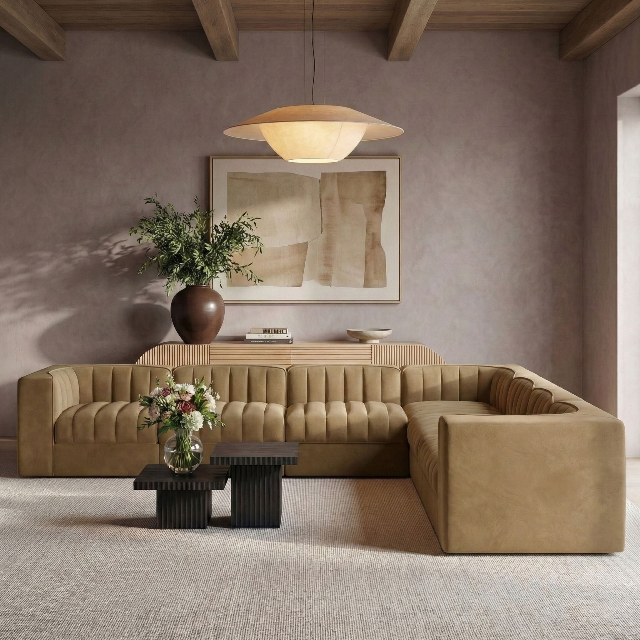 Rummi - Symmetrical Velvet Performance Fabric Upholstered 7 Piece Modular Sectional (With 3 Corner Chairs) - Urban Living Furniture (Los Angeles, CA)