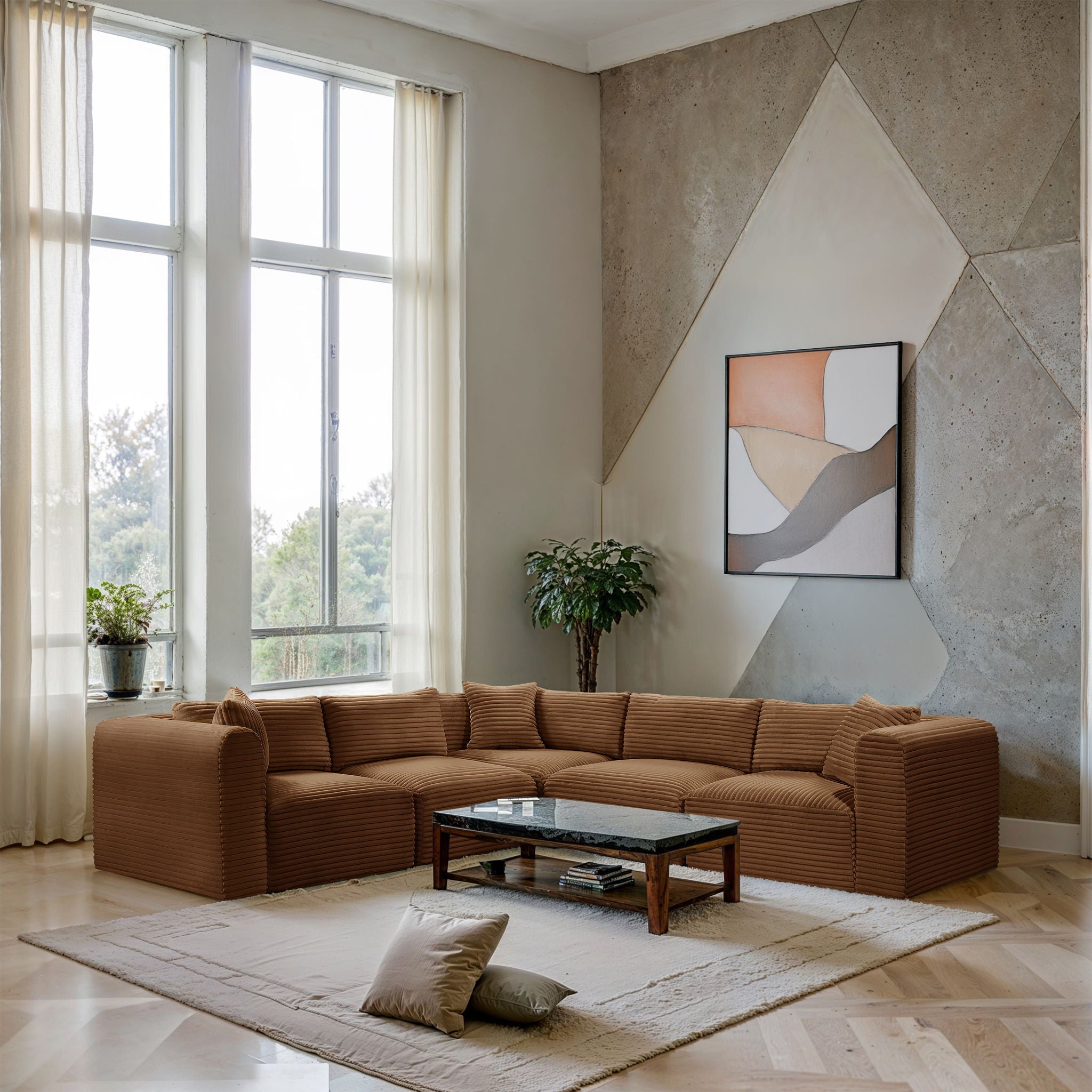 Shaggy - Fabric 5 Piece Modular Corner Sectional - Urban Living Furniture (Los Angeles, CA)