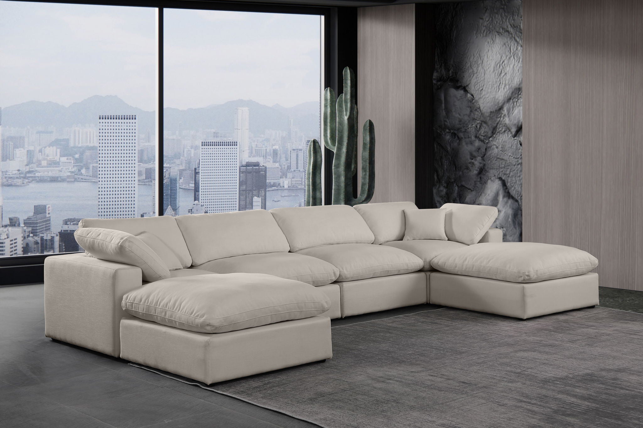 Comfy - 6 Piece Linen Modular Double Chaise Sectional - Urban Living Furniture (Los Angeles, CA)