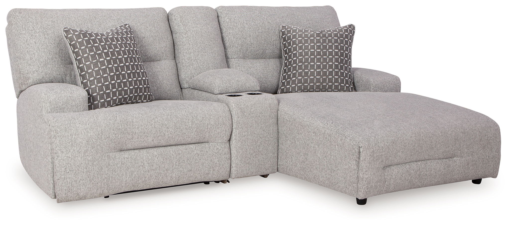 Acklen Place - Pewter - 4 Pc. - 3-Piece Power Reclining Sectional Sofa With Raf Chaise, Wide Seat Power Recliner - Urban Living Furniture (Los Angeles, CA)