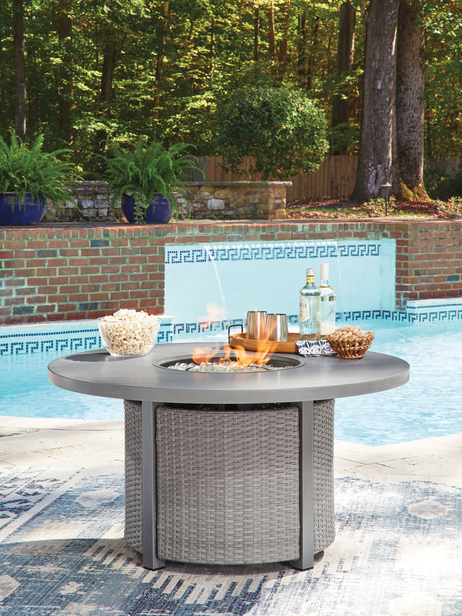 Half Moon Beach - Round Fire Pit Table - Gray - Urban Living Furniture (Los Angeles, CA)