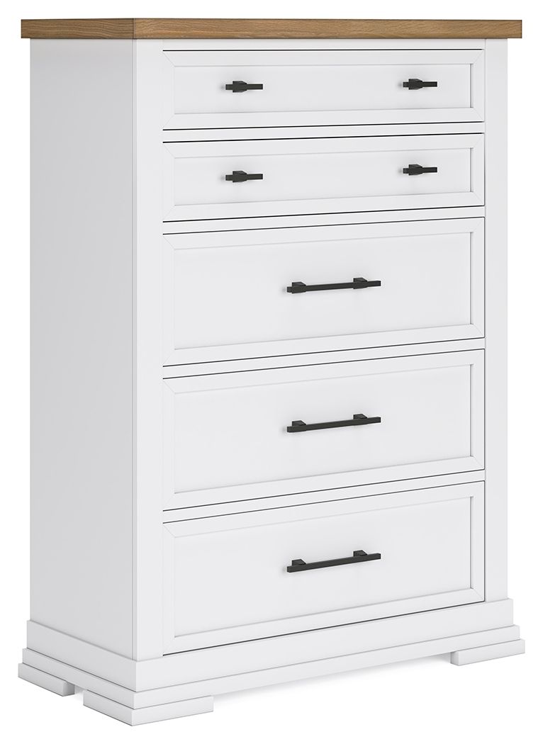 Ashbryn - White / Natural - Five Drawer Chest - Urban Living Furniture (Los Angeles, CA)