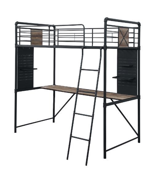 Cordelia - Twin Loft Bed - Antique Oak, Sandy Black & Dark Bronze Hand-Brushed Finish - 78" - Urban Living Furniture (Los Angeles, CA)