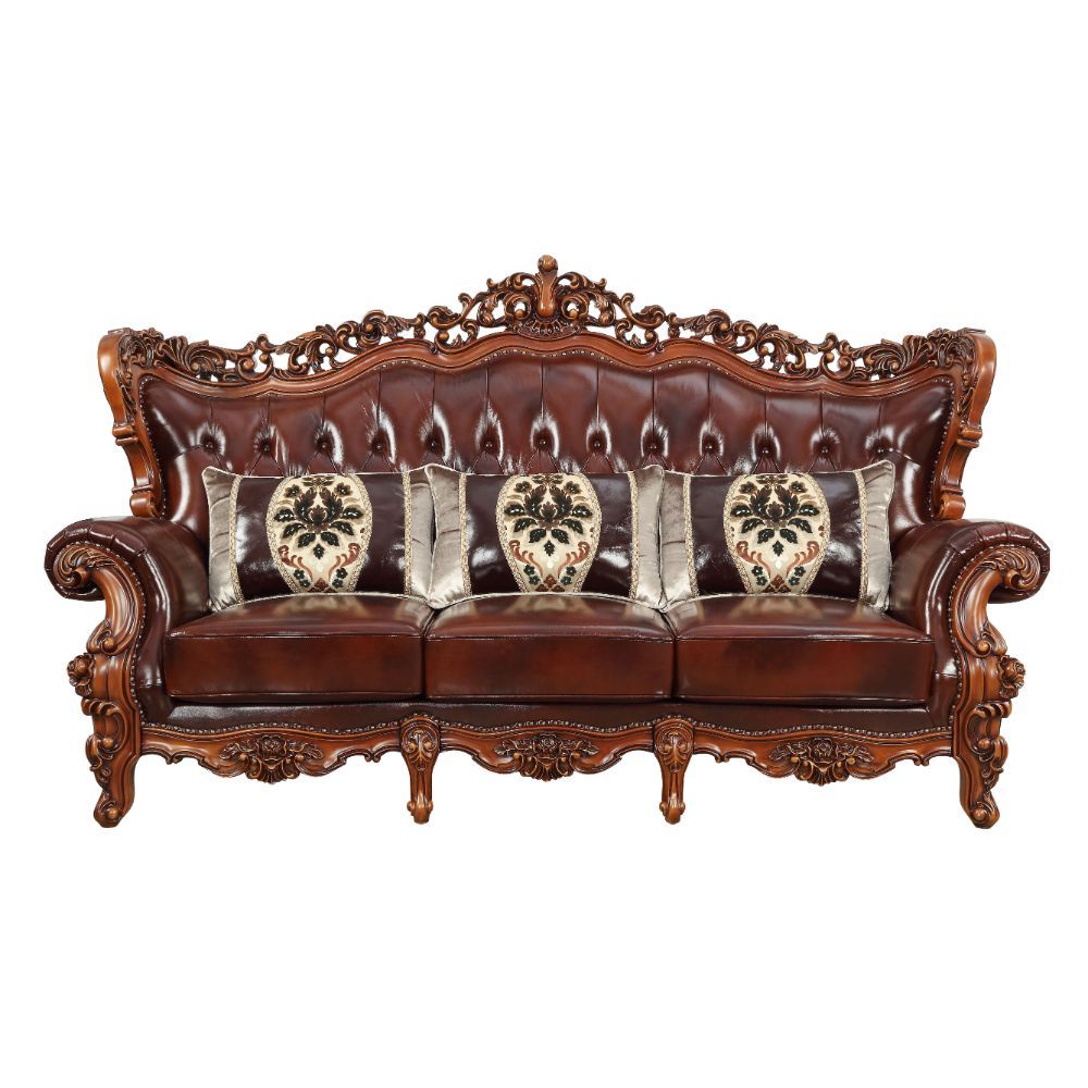 Eustoma - Sofa - Cherry Top Grain Leather Match & Walnut - Urban Living Furniture (Los Angeles, CA)