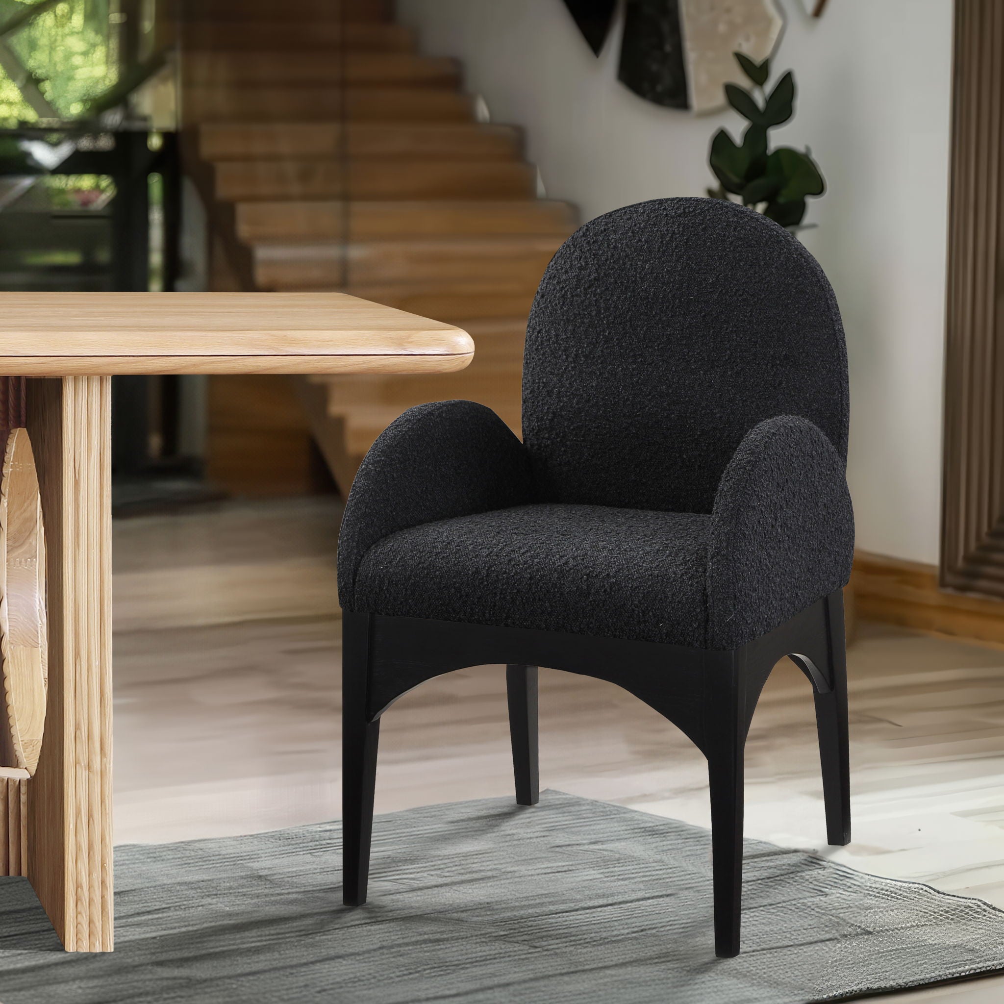 Waldorf - Boucle Dining Arm Chair With Black Legs - Urban Living Furniture (Los Angeles, CA)