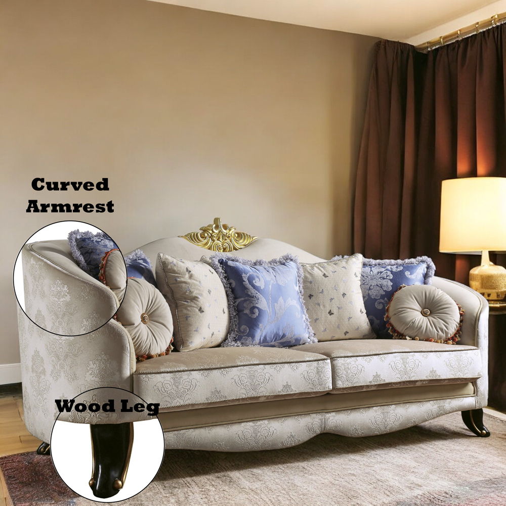 Sheridan - Sofa With 7 Pillows - Cream Fabric - Urban Living Furniture (Los Angeles, CA)