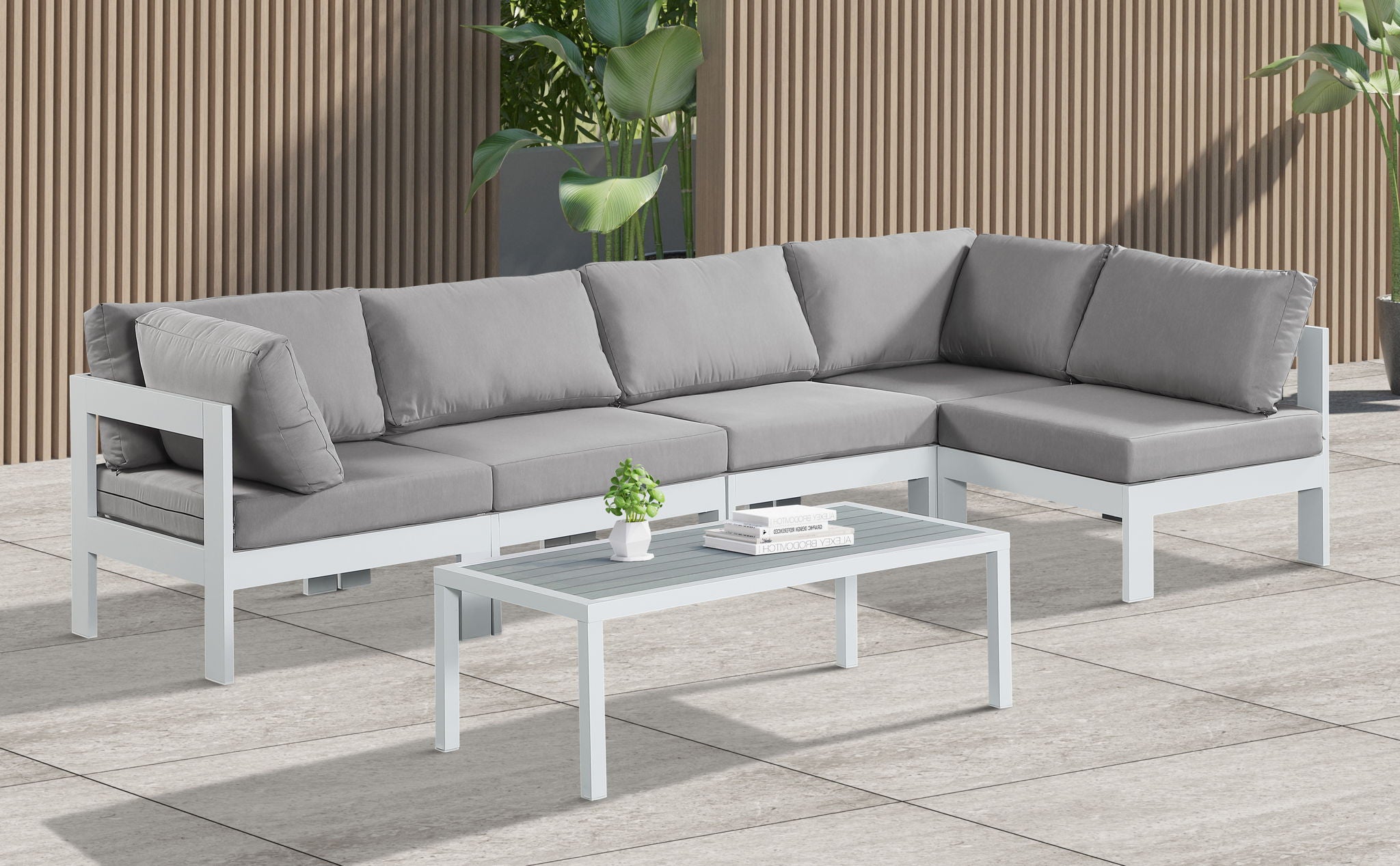 Nizuc - Outdoor Patio 5 Piece Modular Sectional With White Frame - Urban Living Furniture (Los Angeles, CA)