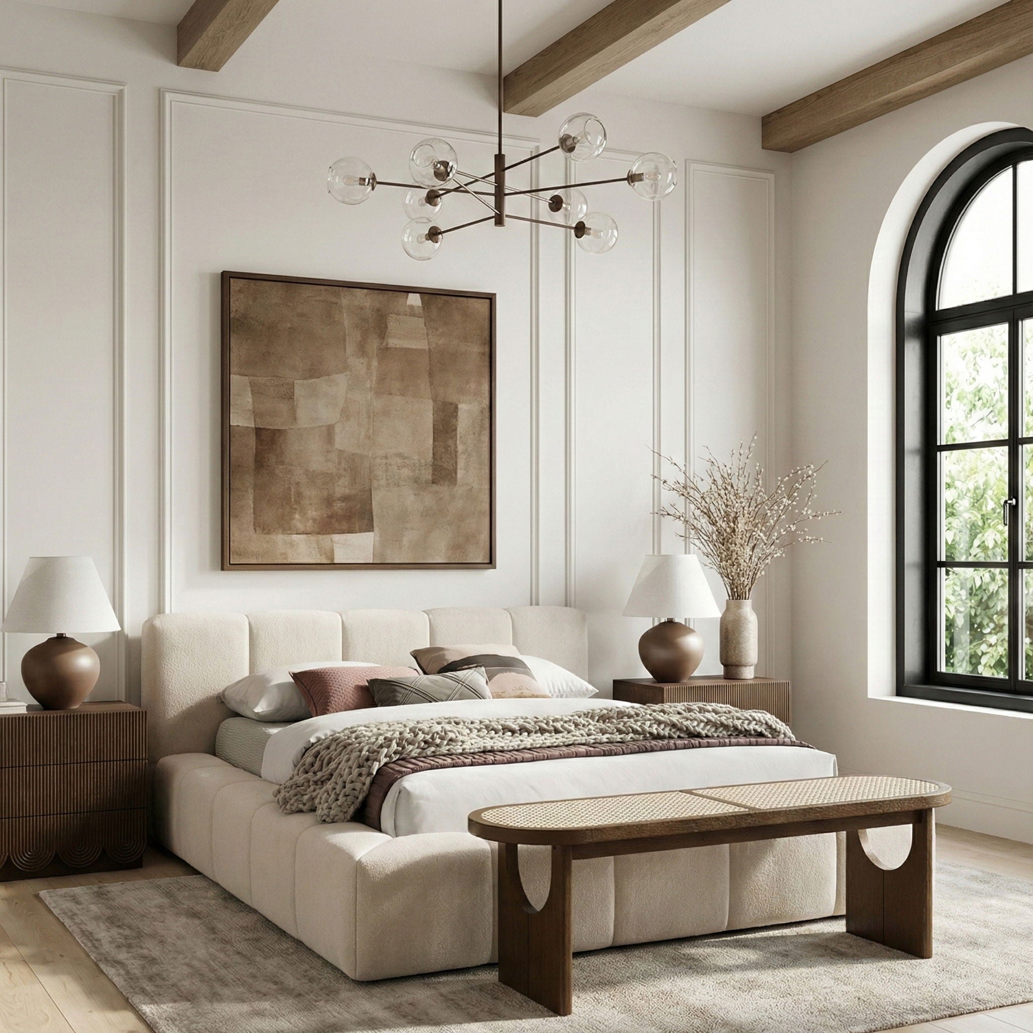 Canovia - Solid Wood And Faux Cane Bench - Urban Living Furniture (Los Angeles, CA)