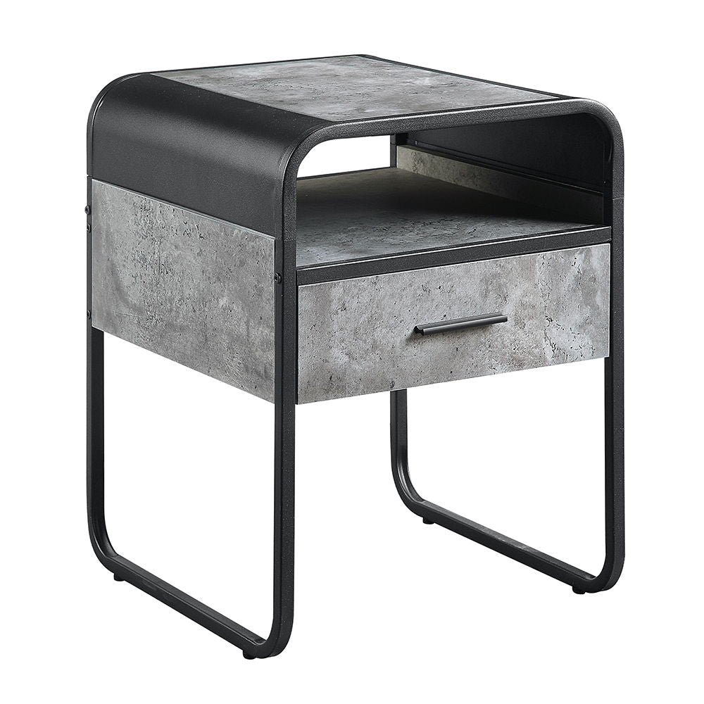 Raziela - 22" End Table - Concrete Gray & Black - Urban Living Furniture (Los Angeles, CA)