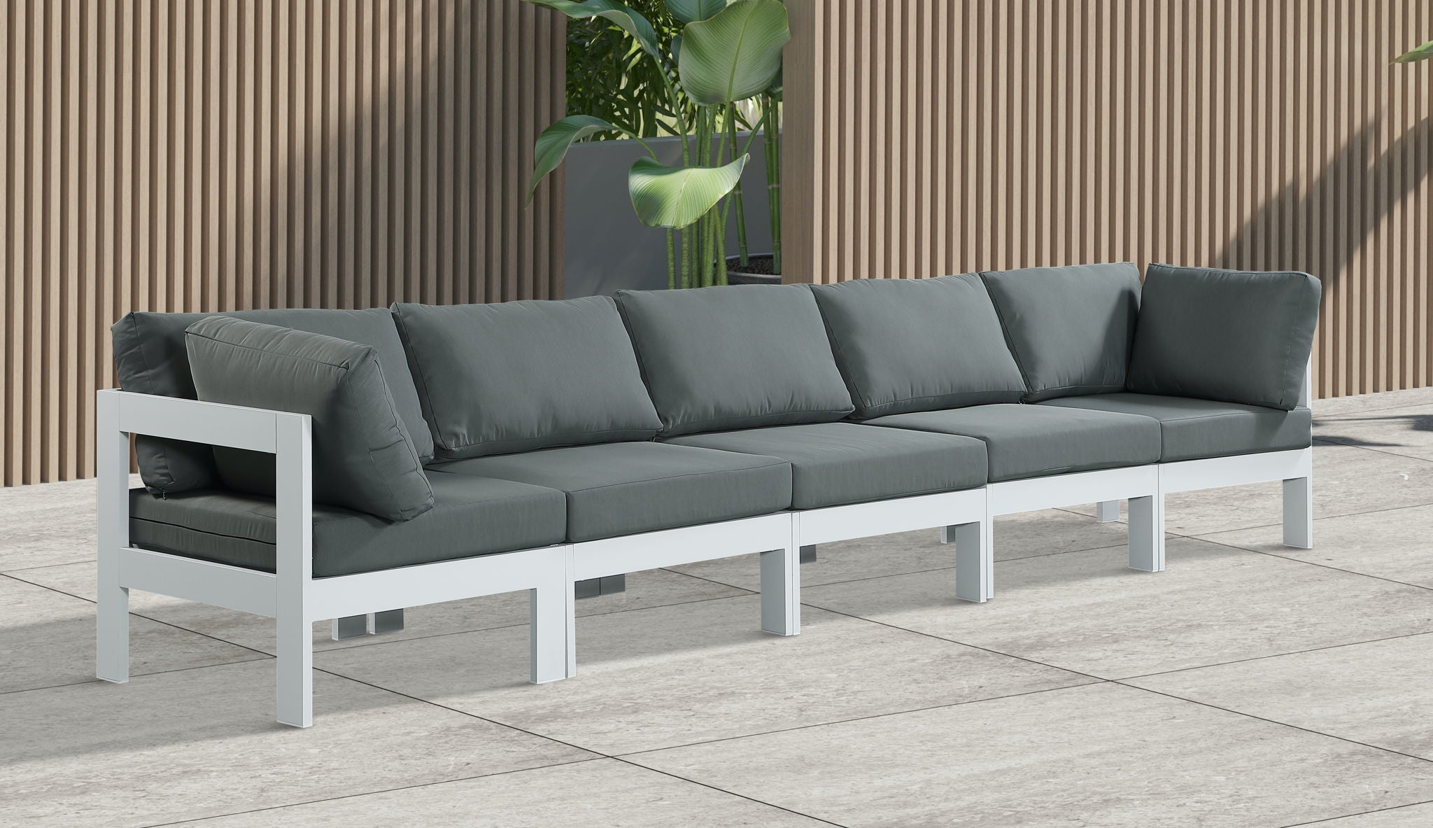 Nizuc - Outdoor Patio 5 Seat Modular Sofa With White Frame - Urban Living Furniture (Los Angeles, CA)