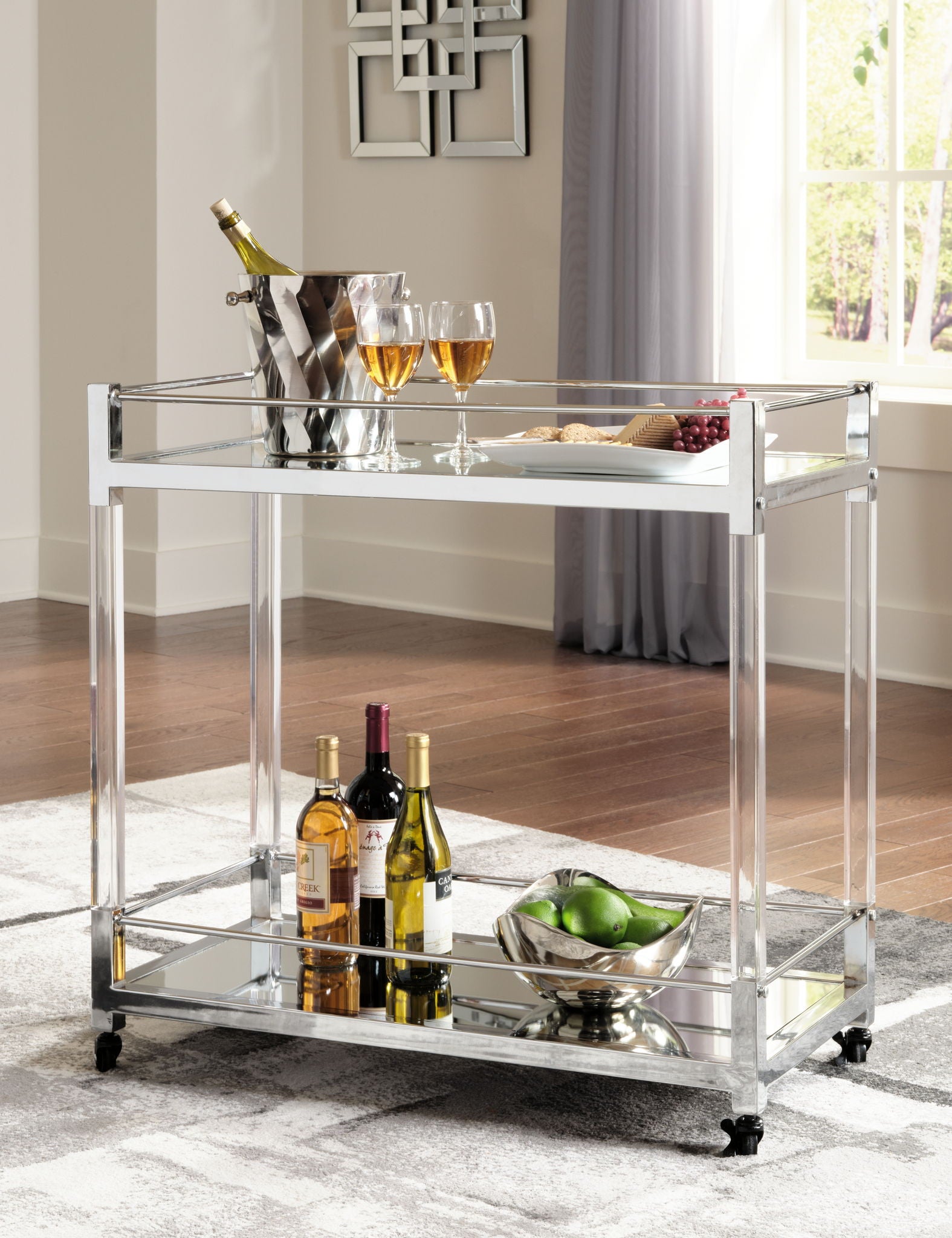 Chaseton - Clear / Silver Finish - Bar Cart - Urban Living Furniture (Los Angeles, CA)
