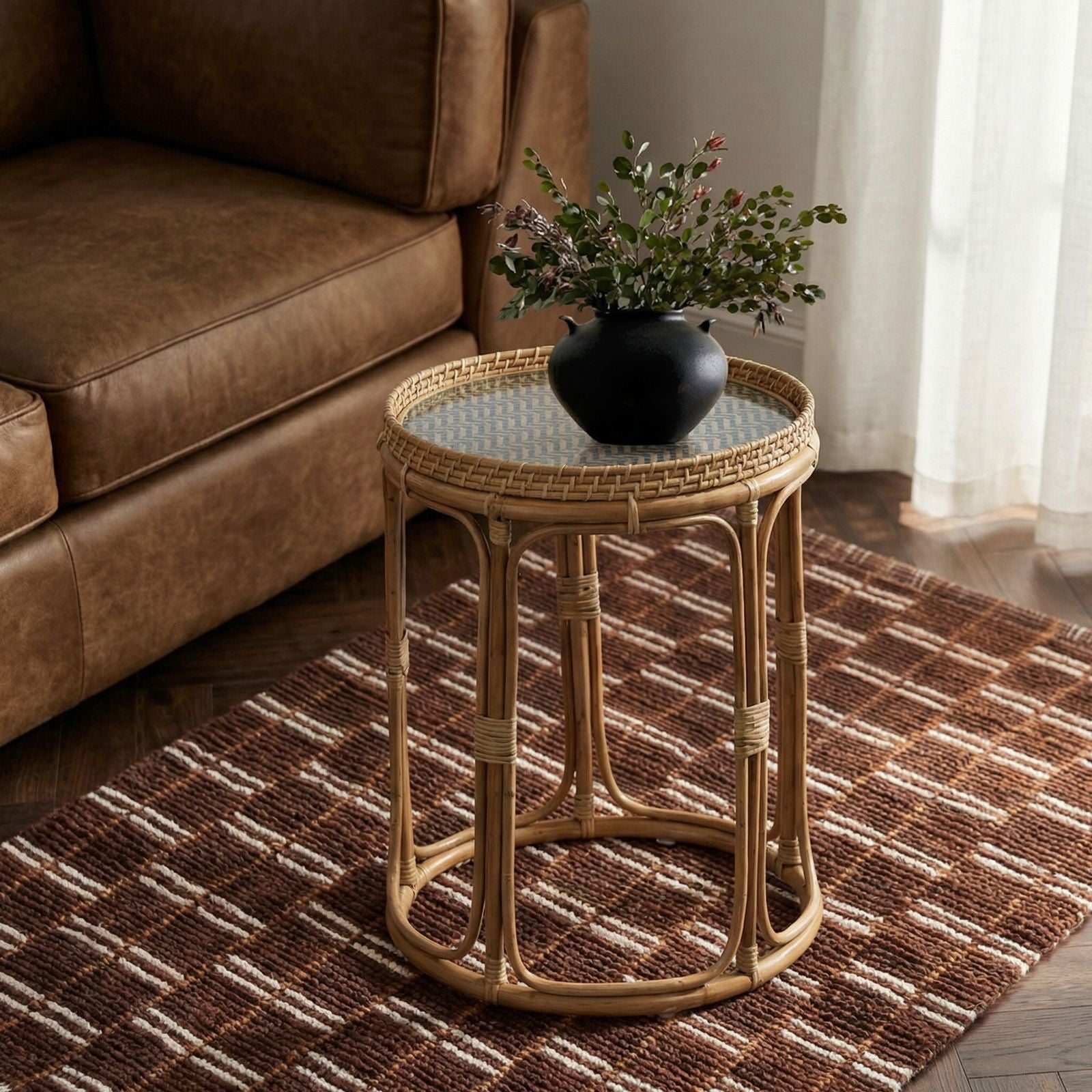 Lindy - Rattan Side Table - Natural