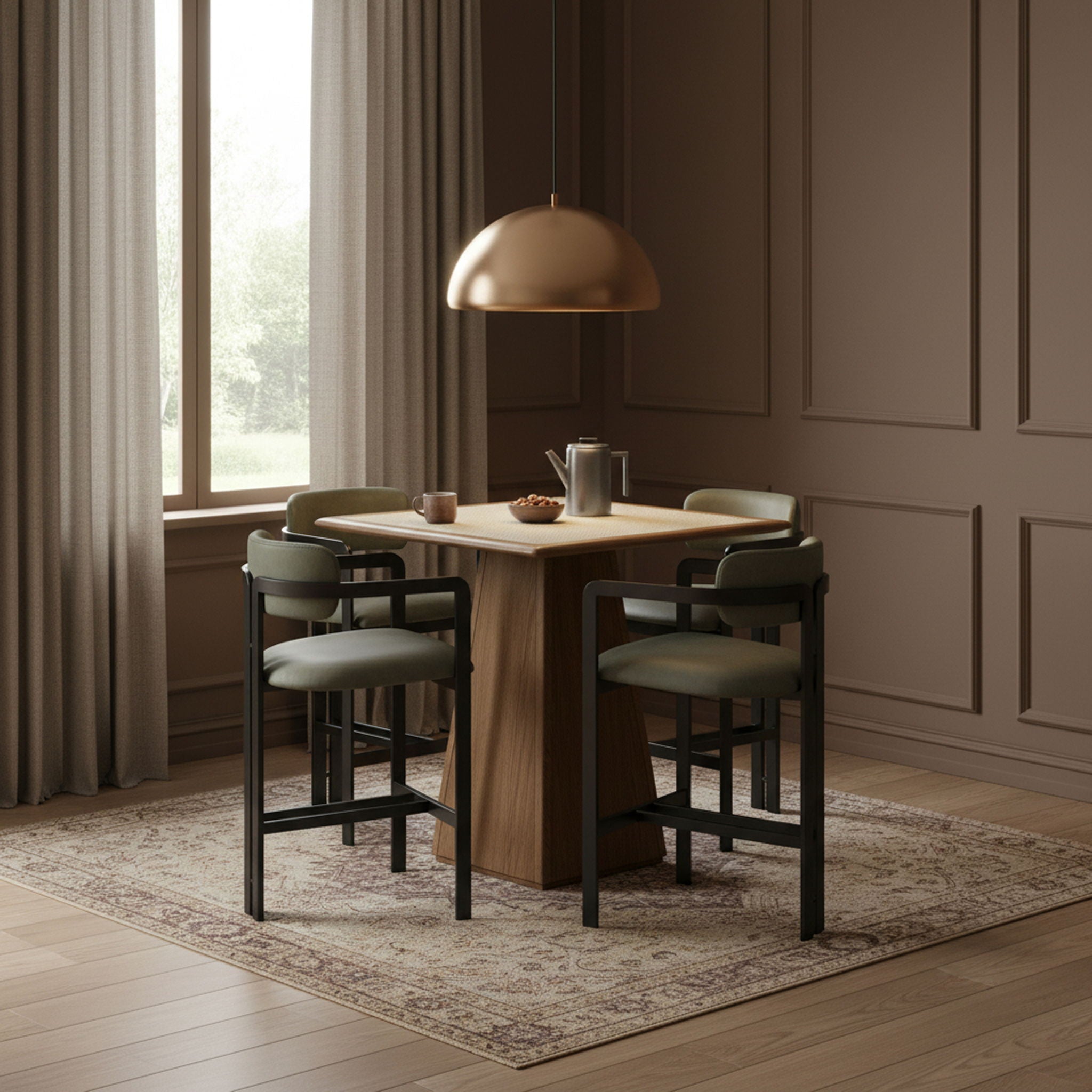 Aurum - Vegan Leather Upholstered Counter Stool With Graphite Black Base