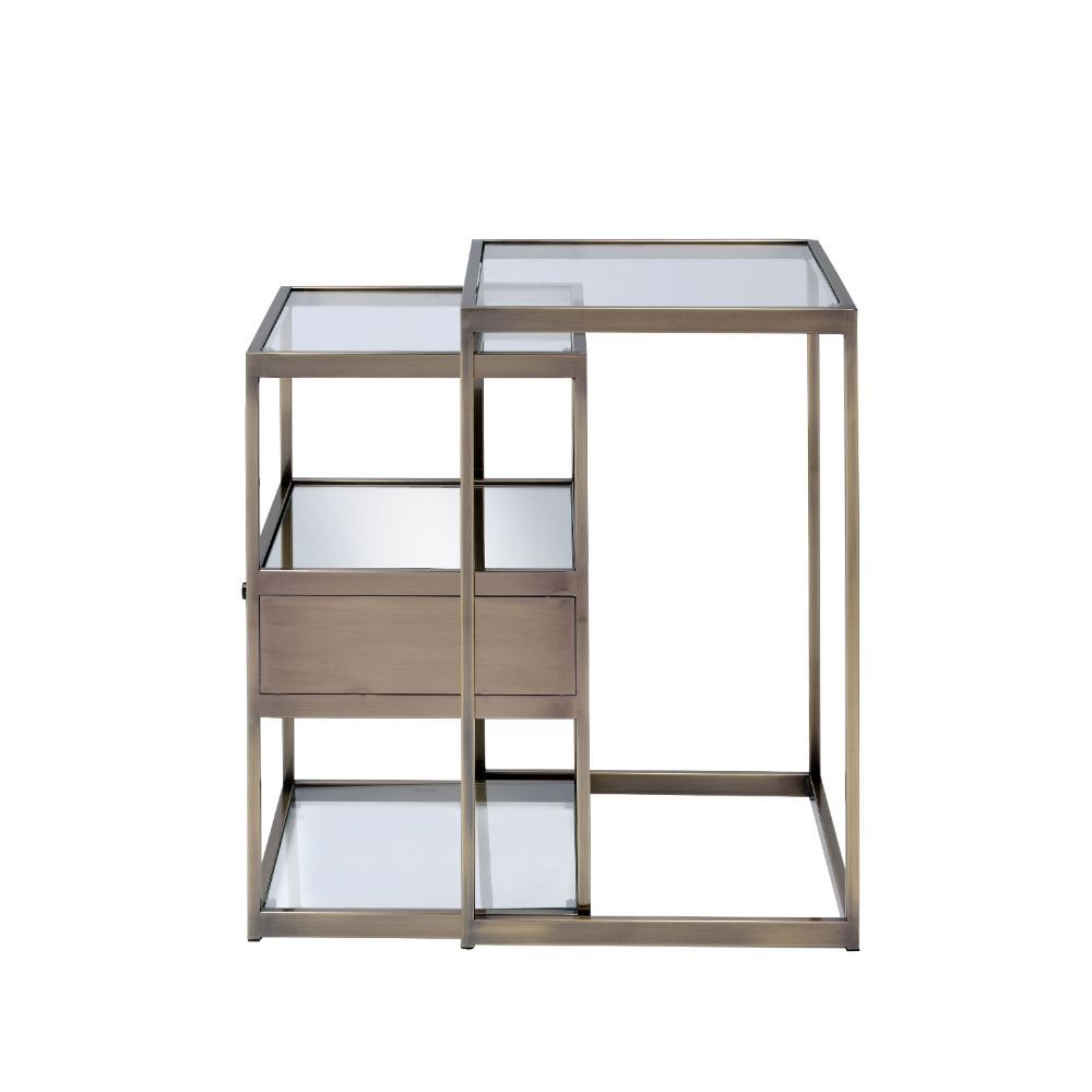 Enca - Nesting Table Set - Clear Glass & Antique Brass - Urban Living Furniture (Los Angeles, CA)