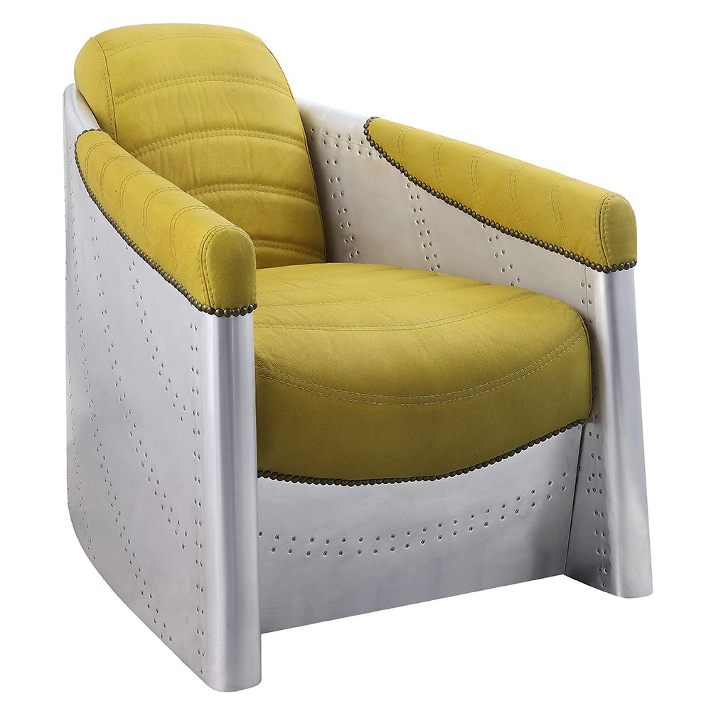 Brancaster - Accent Chair - Yellow Top Grain Leather & Aluminum - Urban Living Furniture (Los Angeles, CA)