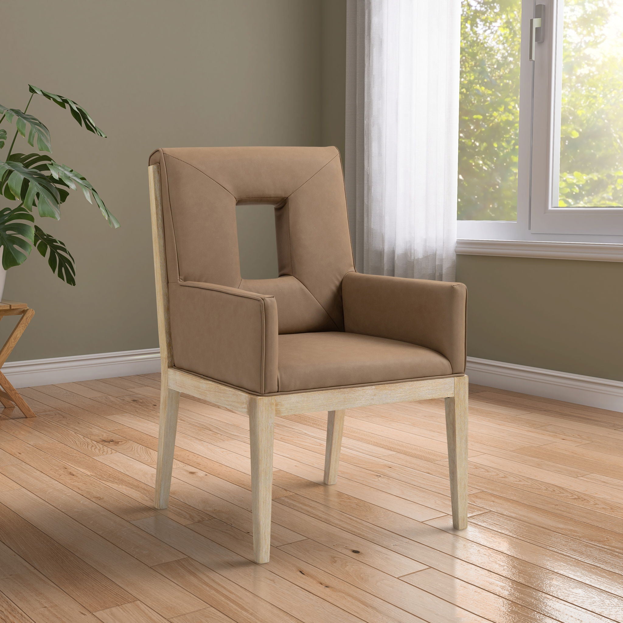 Gwendolyn - Faux Leather Dining Arm Chair With Natural Frame - Urban Living Furniture (Los Angeles, CA)