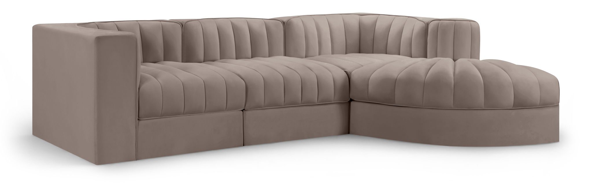 Rummi - Velvet Performance Fabric Upholstered 4 Piece Modular Sectional, With Reverse Corner Chair - Urban Living Furniture (Los Angeles, CA)