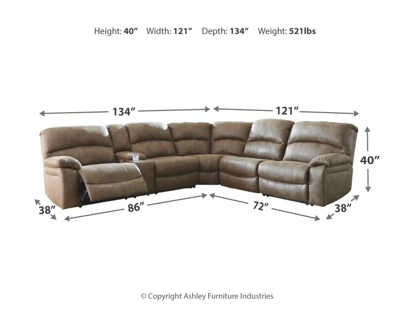 Segburg - Driftwood - Left Arm Facing Power Sofa with Console 4 Pc Sectional - Urban Living Furniture (Los Angeles, CA)