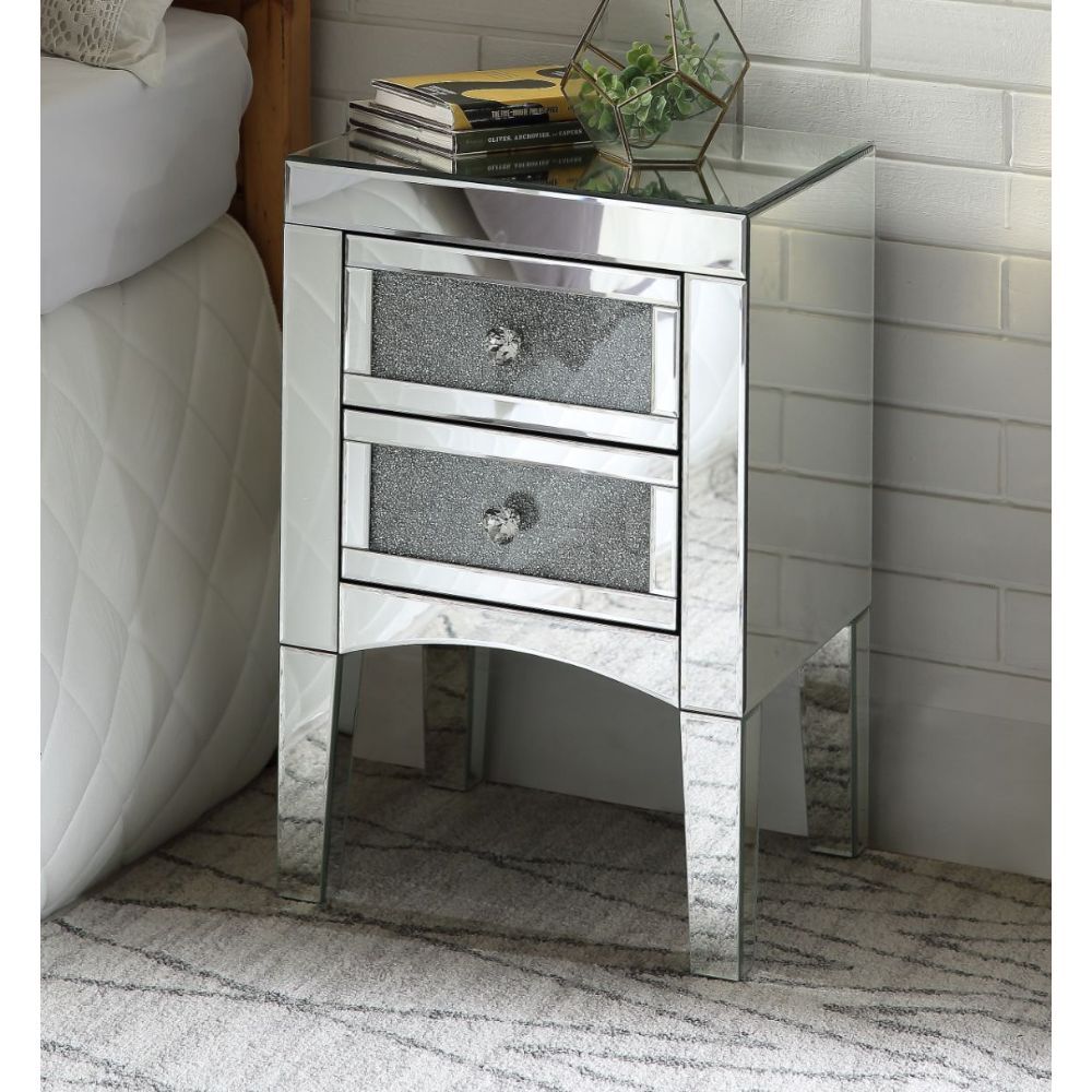 Noralie - 24" Accent Table - Mirrored, Faux Diamonds - Urban Living Furniture (Los Angeles, CA)