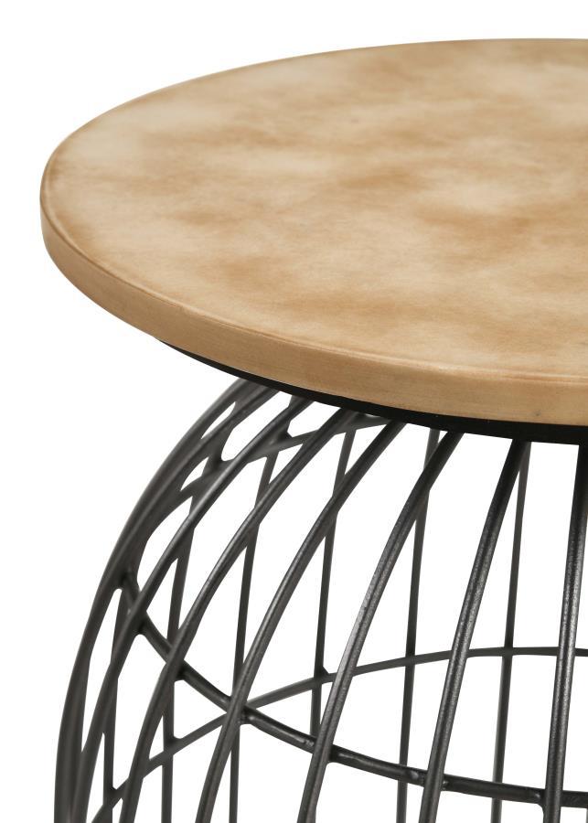 Bernardo - Round Wire Frame Side Table - Natural And Gunmetal - Urban Living Furniture (Los Angeles, CA)