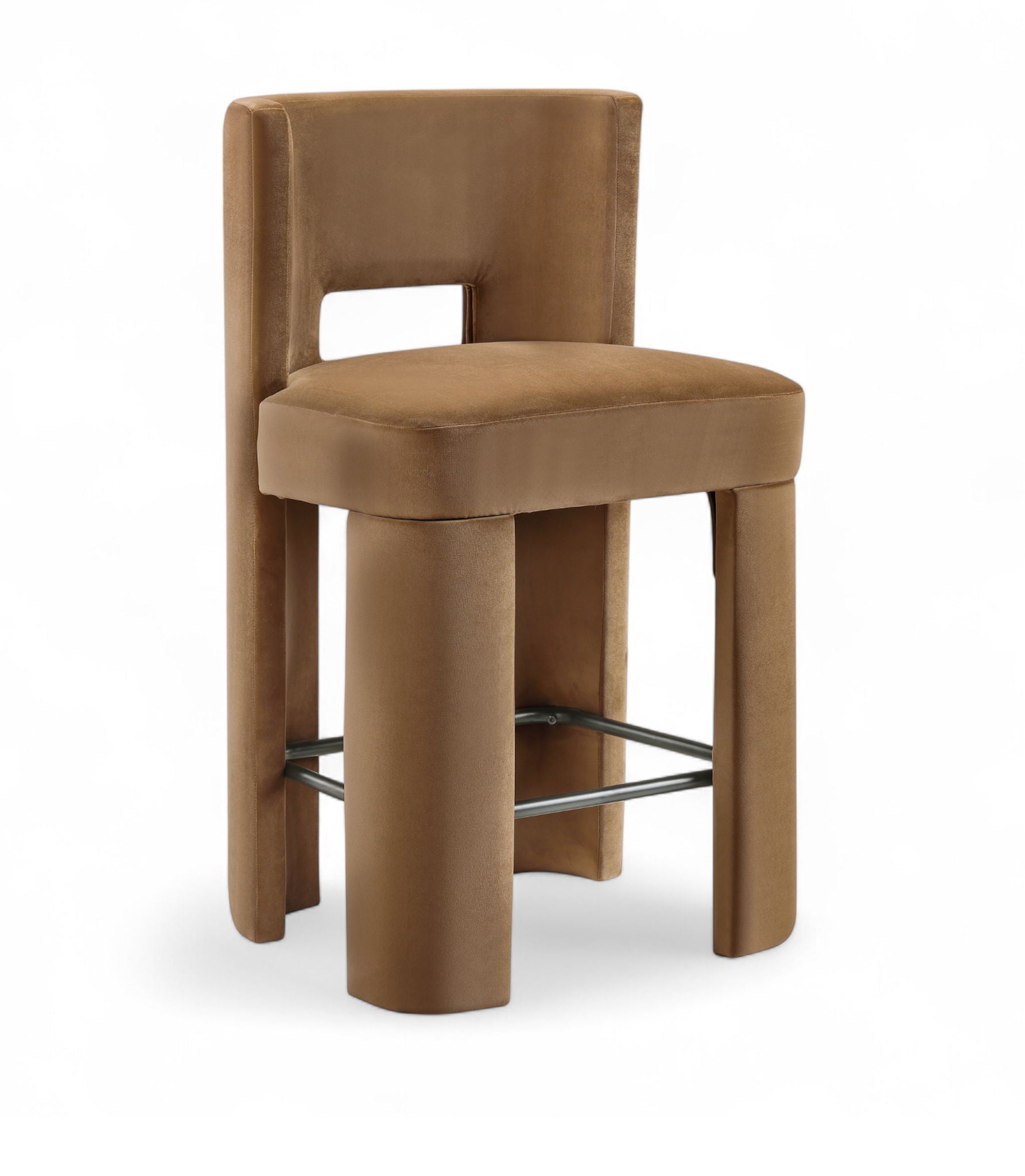 Zuno - Velvet Performance Fabric Upholstered Counter Stool (Set of 2) - Saddle - Urban Living Furniture (Los Angeles, CA)