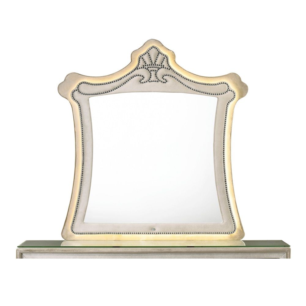 Lucienne - Mirror With LED - Beige Velvet - Urban Living Furniture (Los Angeles, CA)