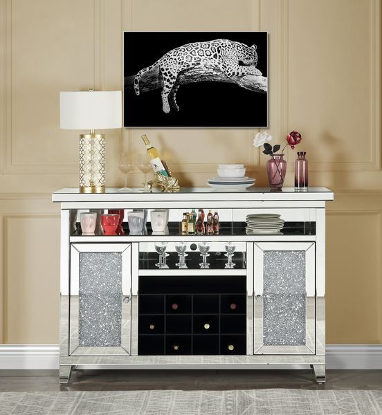 Noralie - Wine Cabinet - Mirrored & Faux Diamonds - 41" - Urban Living Furniture (Los Angeles, CA)