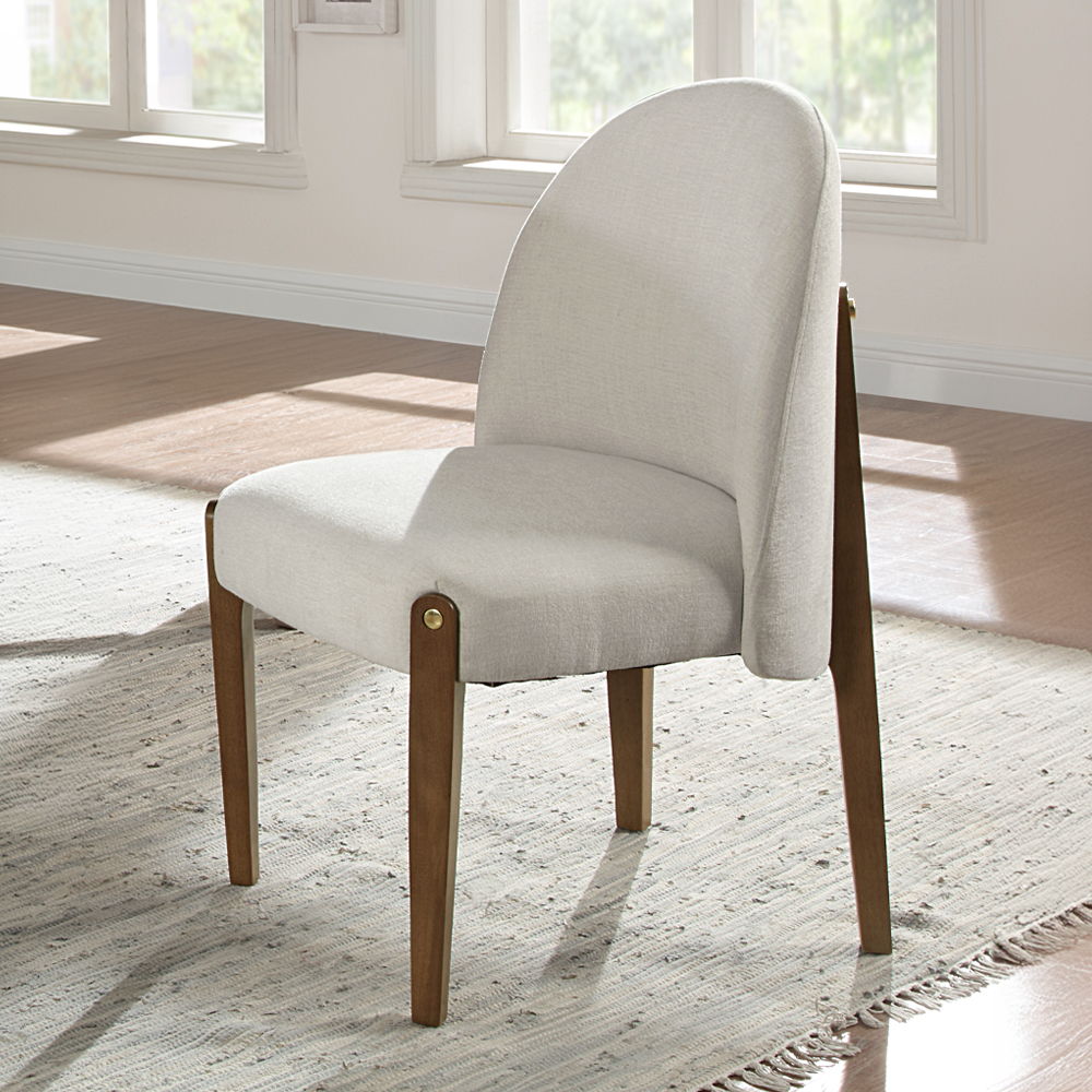 Gamarya - Side Chair (Set of 2) - White Fabric & Oak - Urban Living Furniture (Los Angeles, CA)