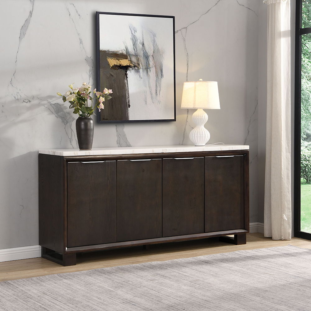 Edwyn - Server With Marble Top - Natural Marble Top & Espresso Finish - Urban Living Furniture (Los Angeles, CA)