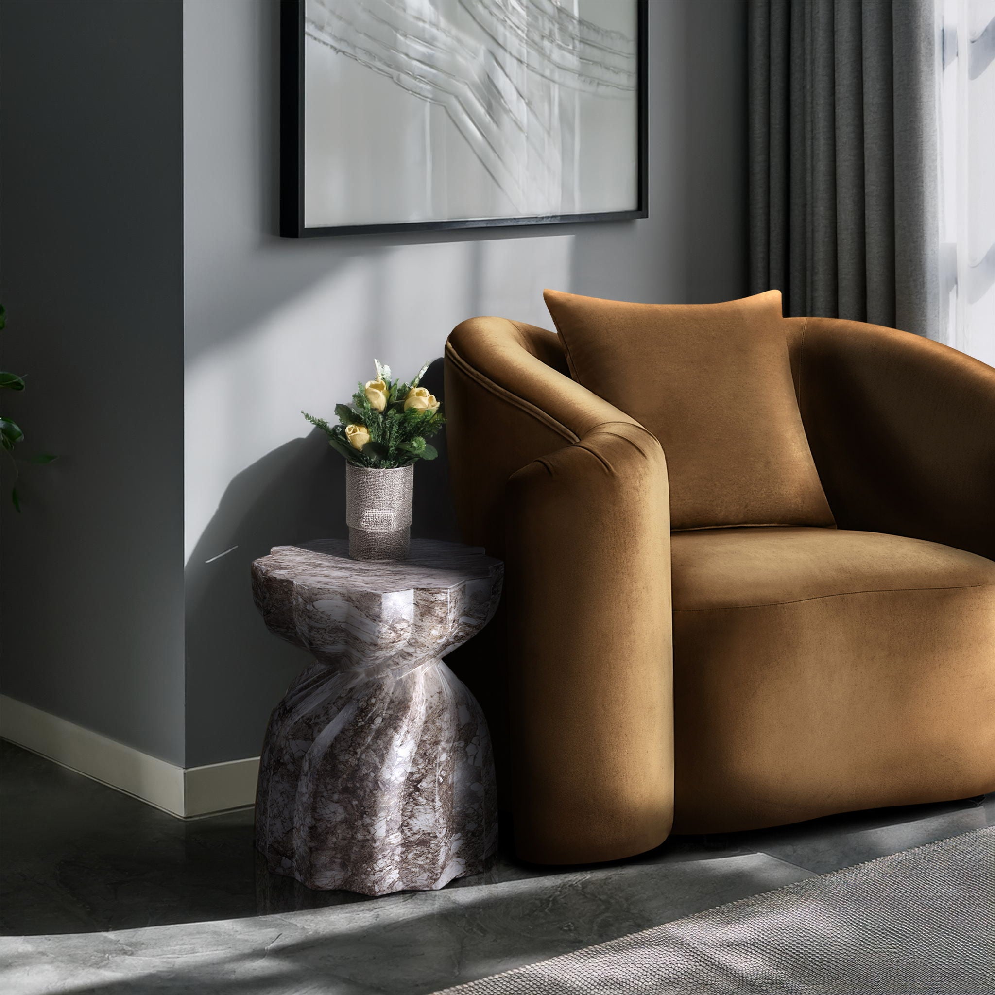 Caserta - Marble Finish Concrete End Table - Urban Living Furniture (Los Angeles, CA)