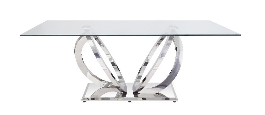 Finley - Dining Table - Clear Glass Top & Mirrored Silver - Urban Living Furniture (Los Angeles, CA)