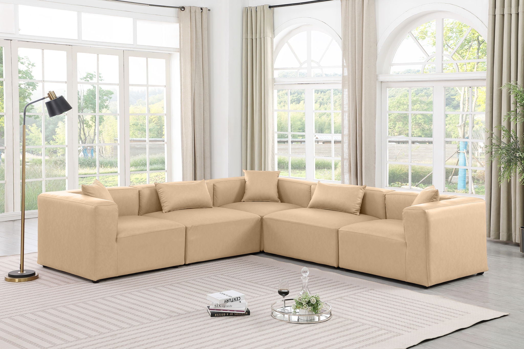 Cube - 5 Piece Modular Corner Sectional - Tan - Urban Living Furniture (Los Angeles, CA)
