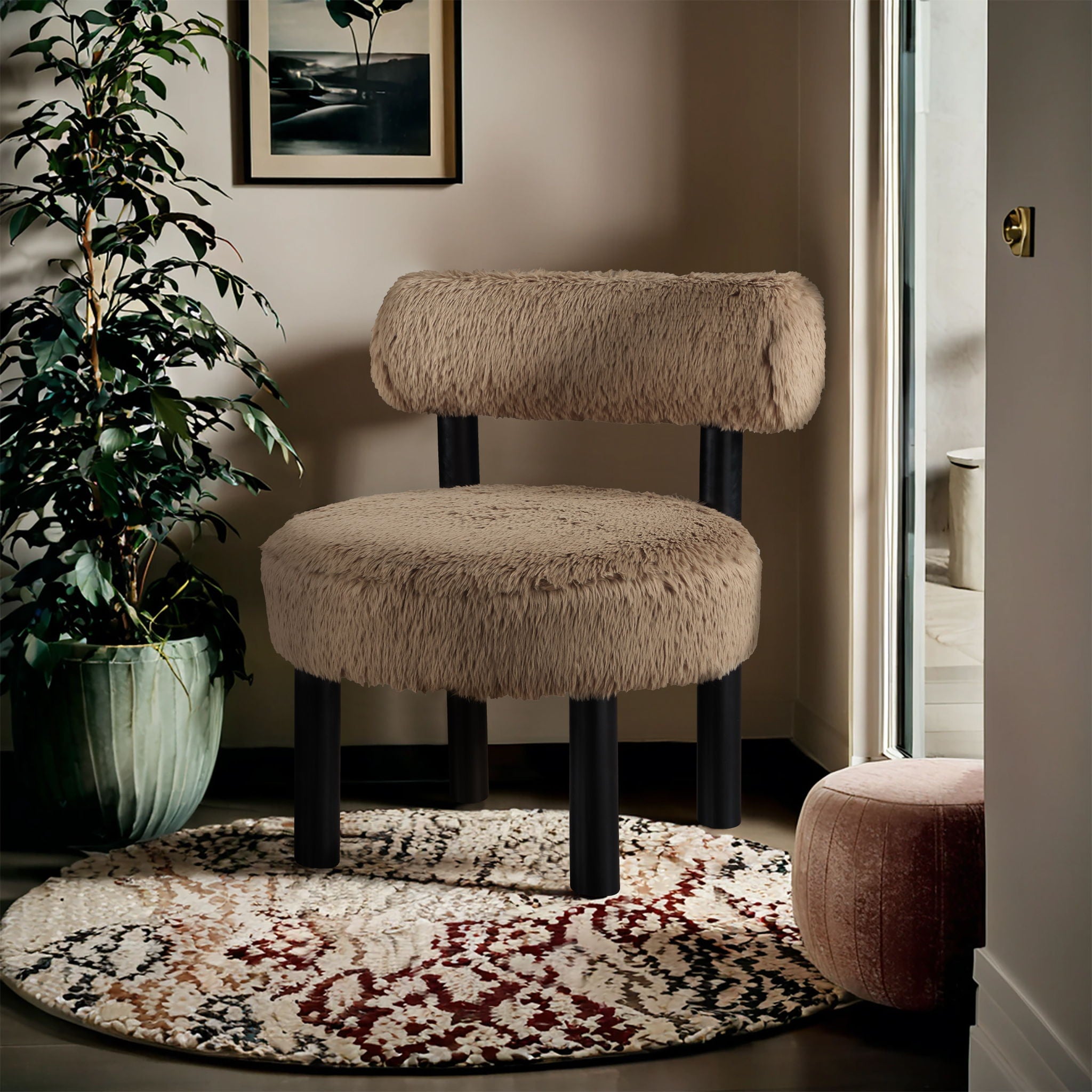 Ambre - Vegan Shearling Fabric Upholstered Accent Chair - Urban Living Furniture (Los Angeles, CA)