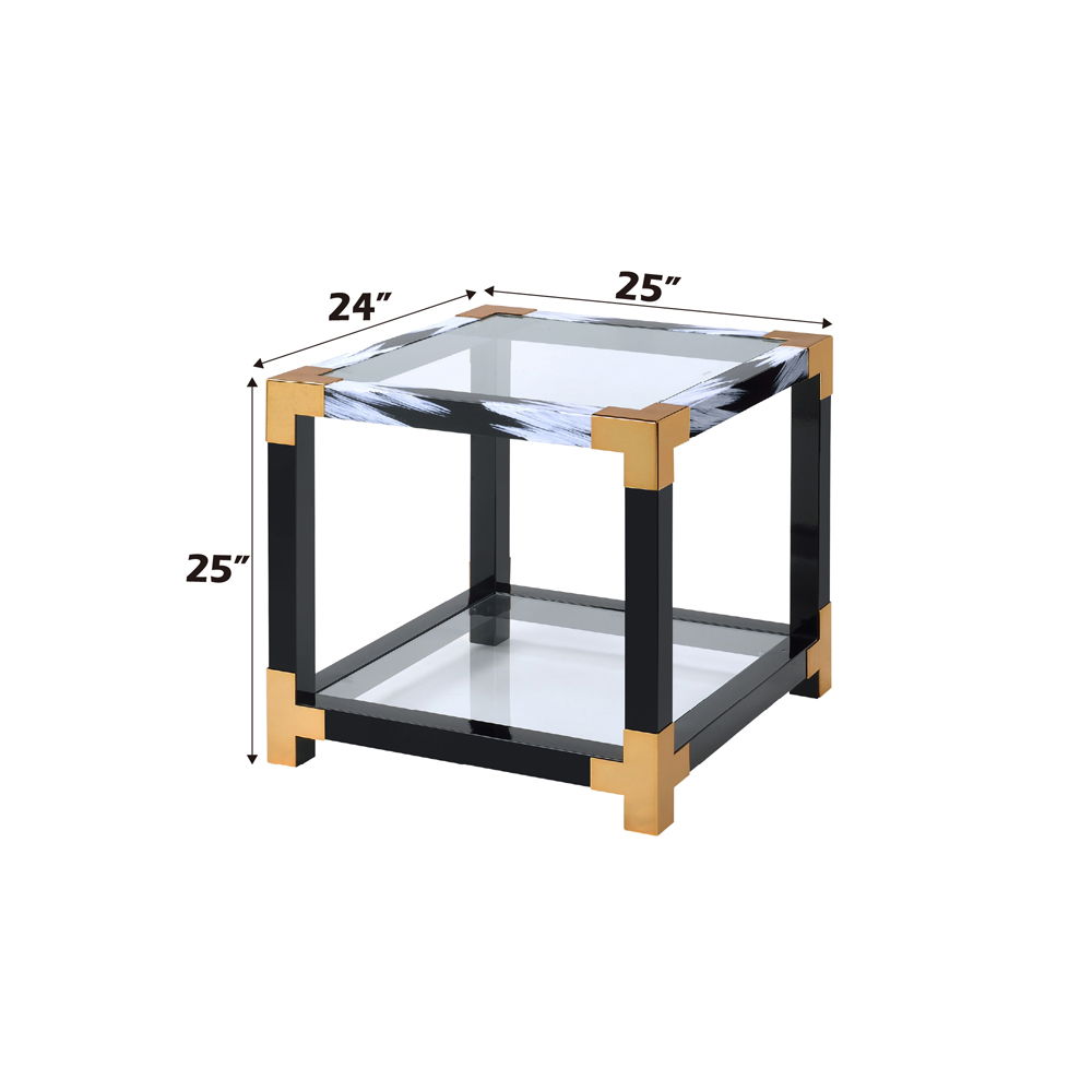 Lafty - End Table - Clear Glass & White Brushed - Urban Living Furniture (Los Angeles, CA)