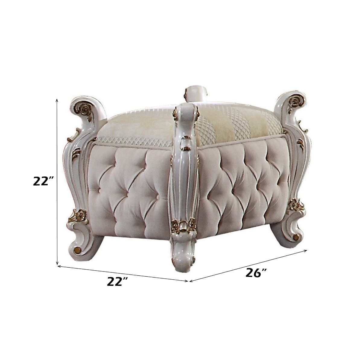 Picardy - Vanity Stool - Fabric & Antique Pearl - Urban Living Furniture (Los Angeles, CA)