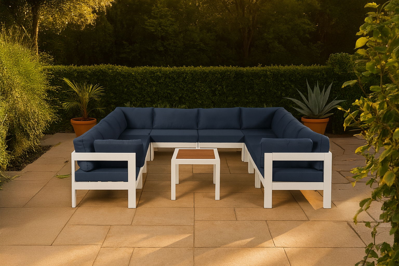 Nizuc - Outdoor Patio 10 Piece Modular Sectional With White Frame - Urban Living Furniture (Los Angeles, CA)